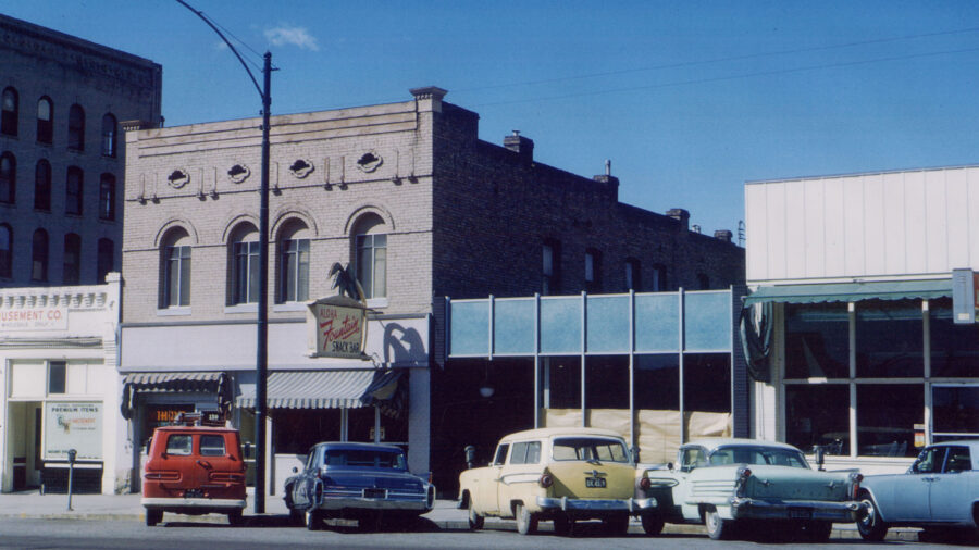 The north side of 100 South housed many Japanese-owned businesses until it was demolished to make way for the Salt Palace in the mid-1960s. One remaining block, between 200 and 300 West, will soon be renamed Japantown St.  Photo courtesy of Special Collections, J. Willard Marriott Library, University of Utah